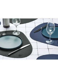 Björn Tisch- & Küchentextilien<6er-Set: Tischsets in Dunkelblau/ Anthrazit - (L)44 x (B)37 cm