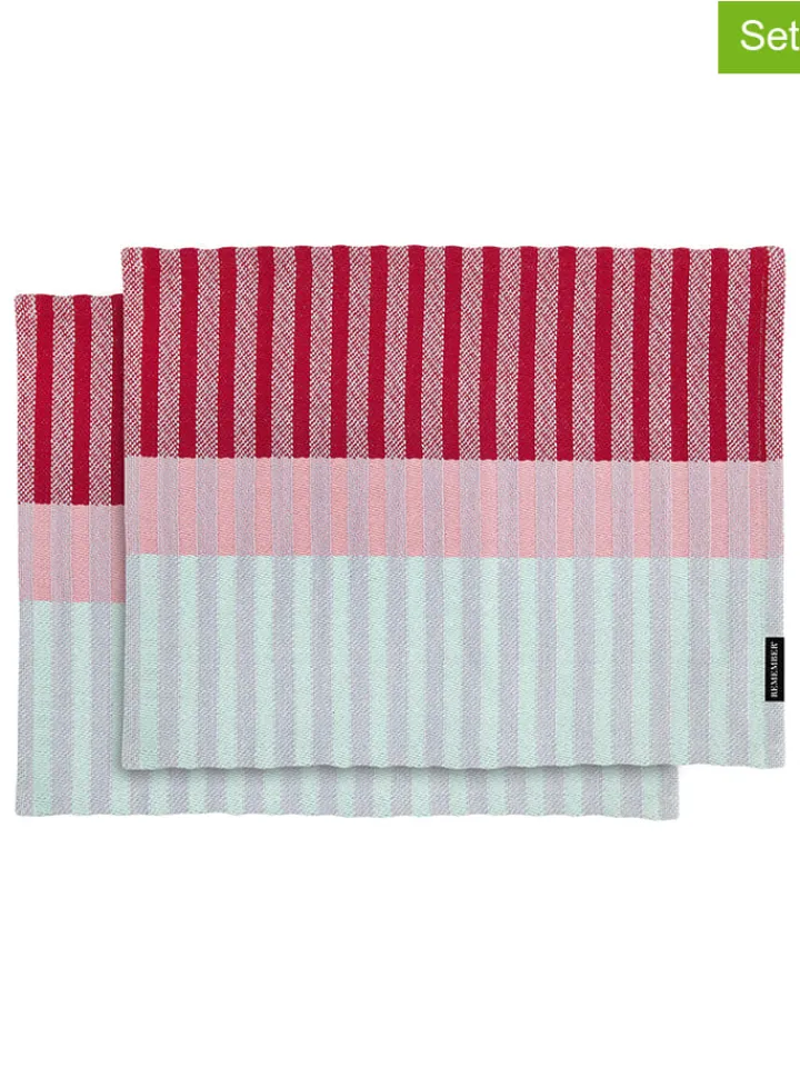 Remember Tisch- & Küchentextilien<2er-Set: Tischsets "Vivi" in Rot/ Rosa/ Mint - (L)43,5 x (B)32 cm