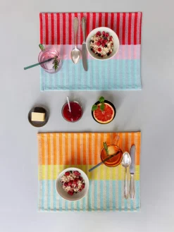 Remember Tisch- & Küchentextilien<2er-Set: Tischsets "Vivi" in Rot/ Rosa/ Mint - (L)43,5 x (B)32 cm