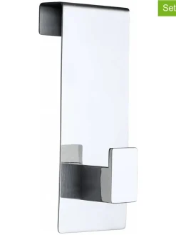 Blomus Badaccessoires<3er-Set: Türhaken ''Menoto'' in Silber - (B)5 x (H)12 x (T)4 cm