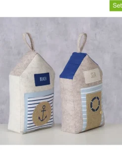 Boltze Tür- & Zugluftstopper<2er-Set: Türstopper "Baltic" in Beige/ Creme/ Blau - (B)9 x (H)30 cm