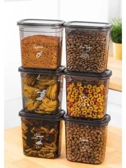 Violeta Home Aufbewahren & Servieren<6er-Set: Vorratsbehälter in Anthrazit - 1,15 l