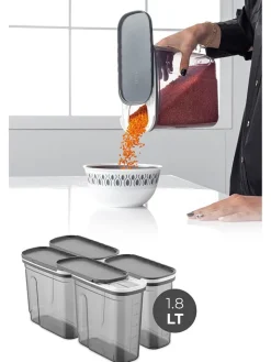 Violeta Home Aufbewahren & Servieren<4er-Set: Vorratsbehälter in Grau - 1,8 l