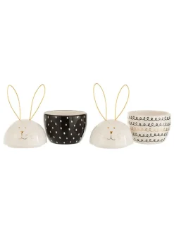 J Line Aufbewahren & Servieren<2er-Set: Vorratsdosen "Hase" in Schwarz/ Weiß - (H)19,5 x Ø 10,5 cm