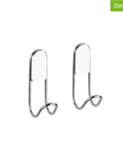Wenko Badaccessoires<2er-Set: Wandhaken ''Classic'' in Silber - (L)9 cm