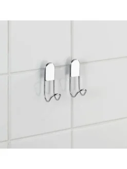 Wenko Badaccessoires<2er-Set: Wandhaken ''Classic'' in Silber - (L)9 cm