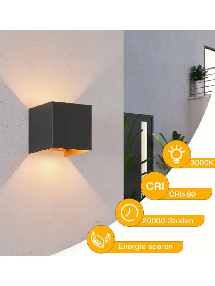 ZMH Wandleuchten<4er-Set Wandleuchte LED 1-flammige G9 in schwarzgold 3000K warmweiß IP65