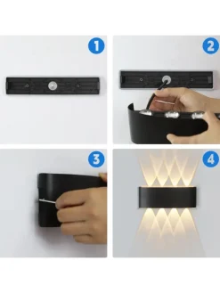 ZMH Wandleuchten<2er-Set Wandleuchte LED in schwarz Modern warmweiß 7W IP65 Up Down L 22cm