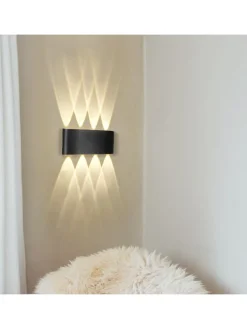 ZMH Wandleuchten<2er-Set Wandleuchte LED in schwarz Modern warmweiß 7W IP65 Up Down L 22cm