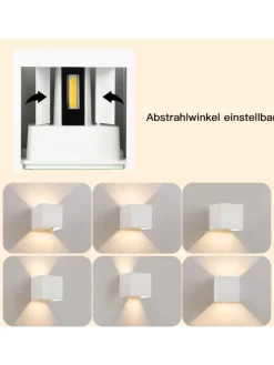 ZMH Wandleuchten<4er-Set Wandleuchte LED 5W in weiß modern 3000K warmweiß IP65