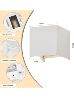 ZMH Wandleuchten<4er-Set Wandleuchte LED 5W in weiß modern 3000K warmweiß IP65