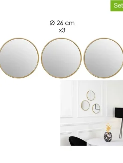 Rétro Chic Spiegel<3er-Set: Wandspiegel "Toronto" in Gold - Ø 26 cm