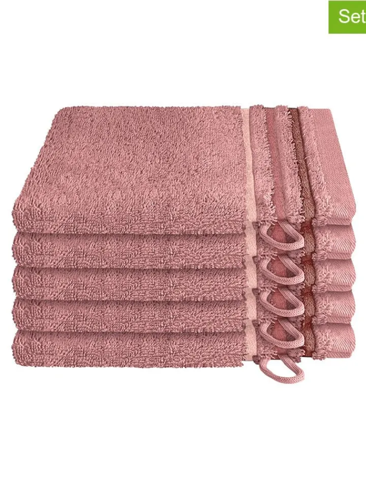 Schiesser Badtextilien<5er-Set: Waschhandschuhe "Skyline" in Rosa