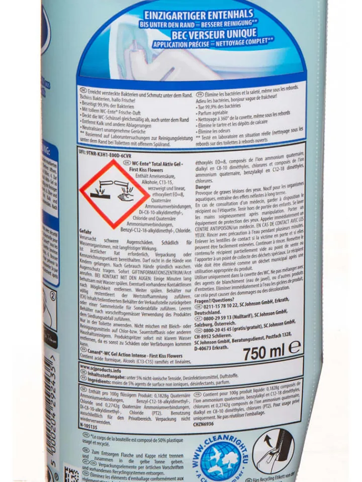 WC Ente Putz- & Waschutensilien<6er-Set: WC-Aktivgel "First Kiss Flower", je 750 ml