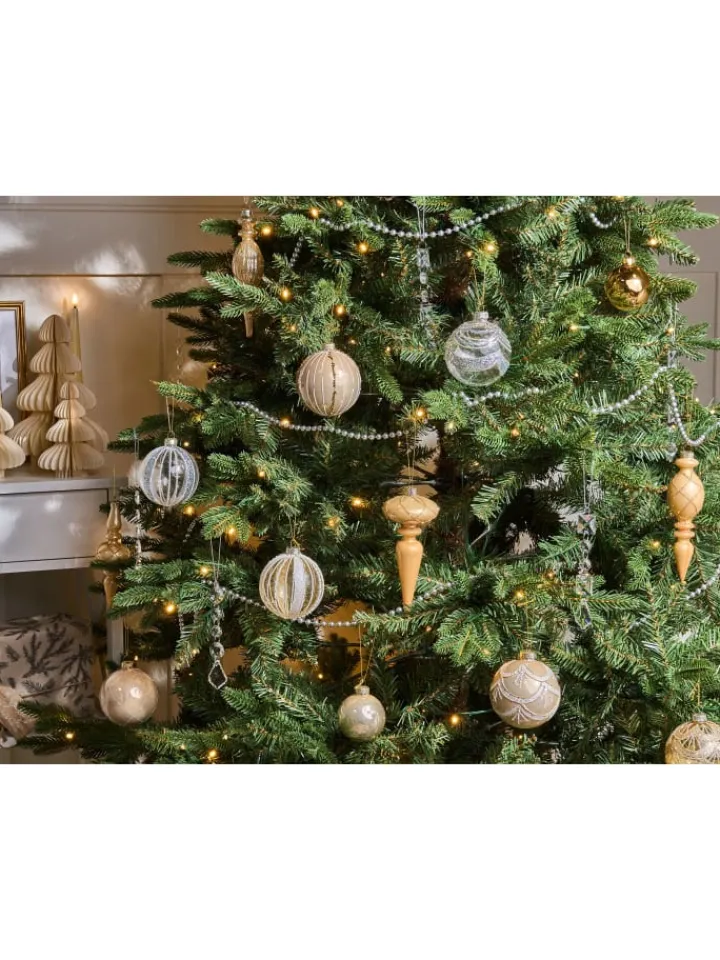 Beliani Künstliche Weihnachtsbäume<35er-Set Weihnachtsbaumkugeln BLING in Gold/Silber/Transparent