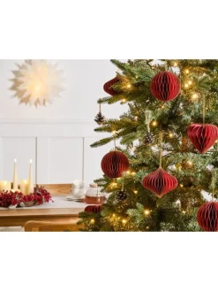 Beliani Künstliche Weihnachtsbäume<18er-Set Weihnachtsbaumkugeln SUSA in Rot