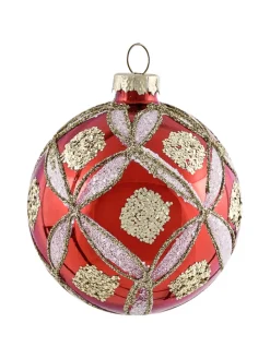 Beliani Künstliche Weihnachtsbäume<50er-Set Weihnachtsbaumkugeln SPARKLE in Rot/Gold