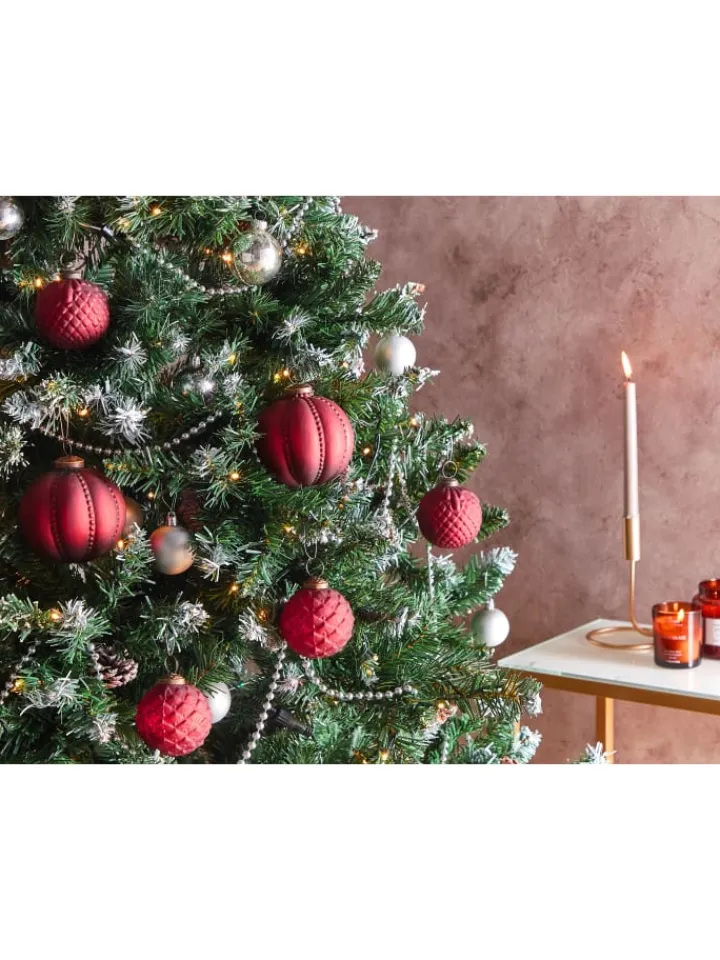 Beliani Künstliche Weihnachtsbäume<6er-Set Weihnachtsbaumkugeln ARGENTIN in Rot