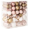 Beliani Künstliche Weihnachtsbäume<114er-Set Weihnachtsbaumkugeln GJENDE in Rosa/Gold