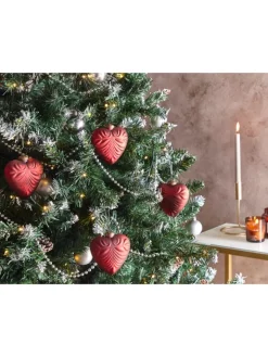 Beliani Künstliche Weihnachtsbäume<8er-Set Weihnachtsbaumkugeln FERIABLE in Rot/Gold
