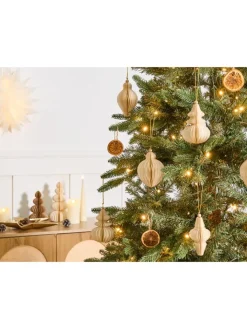 Beliani Künstliche Weihnachtsbäume<20er-Set Weihnachtsbaumkugeln ALTAELVA in Beige
