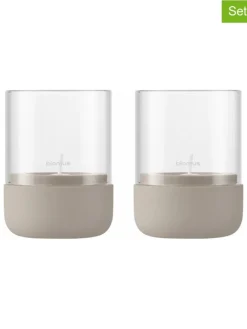 Blomus Kerzen, Vasen & Mehr<2er-Set: Windlichter "Calma" in Beige - (H)9 x Ø 7 cm