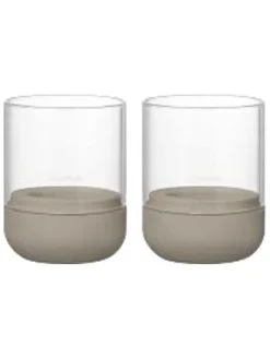 Blomus Kerzen, Vasen & Mehr<2er-Set: Windlichter "Calma" in Beige - (H)9 x Ø 7 cm