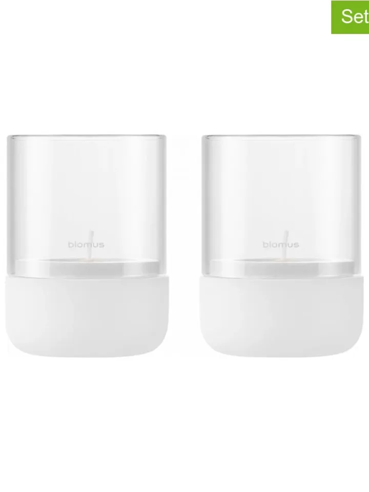 Blomus Kerzen, Vasen & Mehr<2er-Set: Windlichter "Calma" in Weiß - (H)9 x Ø 7 cm