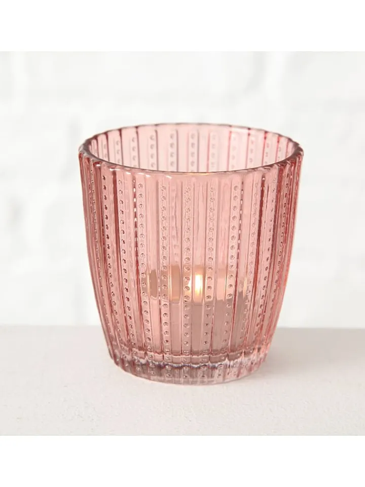 Boltze Kerzen, Vasen & Mehr<4er-Set: Windlichter "Marilu" in Rosa/ Pink/ Lila - (H)7,5 x Ø 7,5 cm