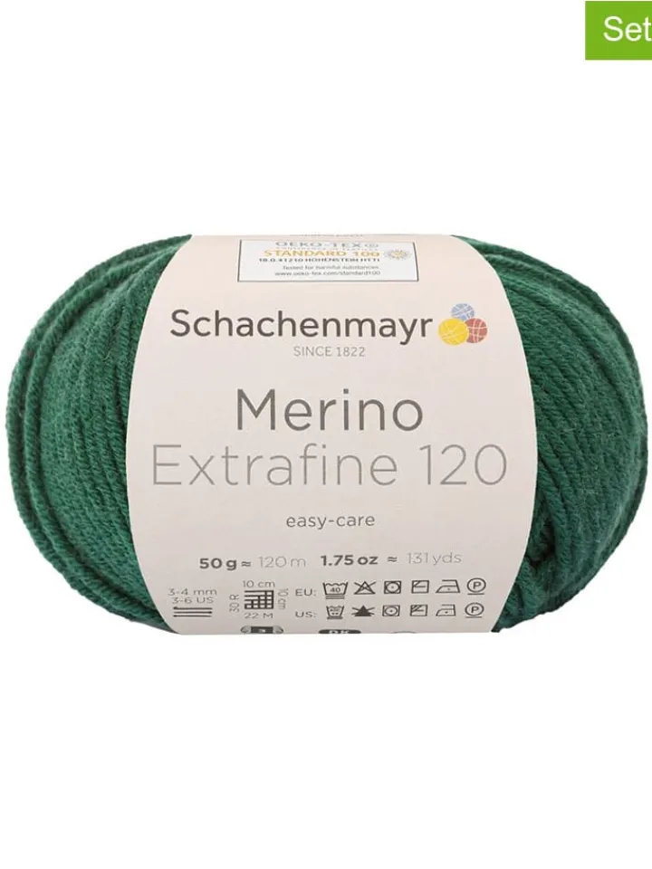 Schachenmayr since 1822 Kreativbedarf & Do-It-Yourself<10er-Set: Wollgarne ''Merino Extrafine 120'' in Grün - 10x 50 g