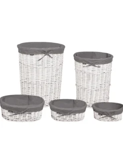 Beliani Wäschekörbe & -Ständer<1er-Set Wäschekörbe VAKARI in Grau/Weiß