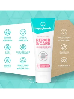 happybrush Zahn & Mundpflege<2er-Set: Zahnpasta "Repair&Care" - 2x 75 ml