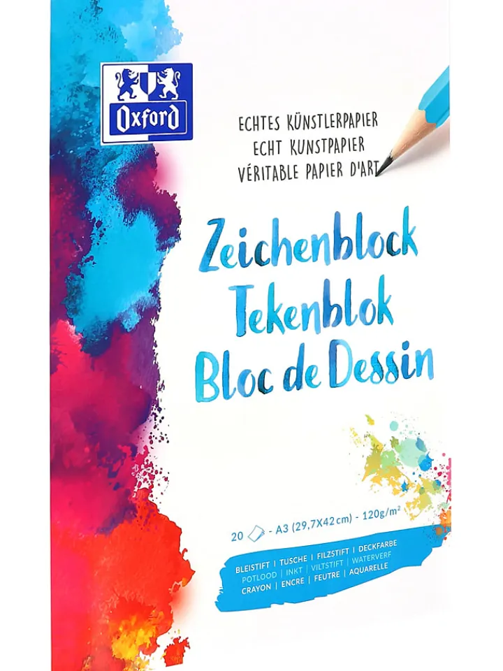 Oxford Büro- & Schulbedarf<2er-Set: Zeichenblöcke in Bunt - DIN A3