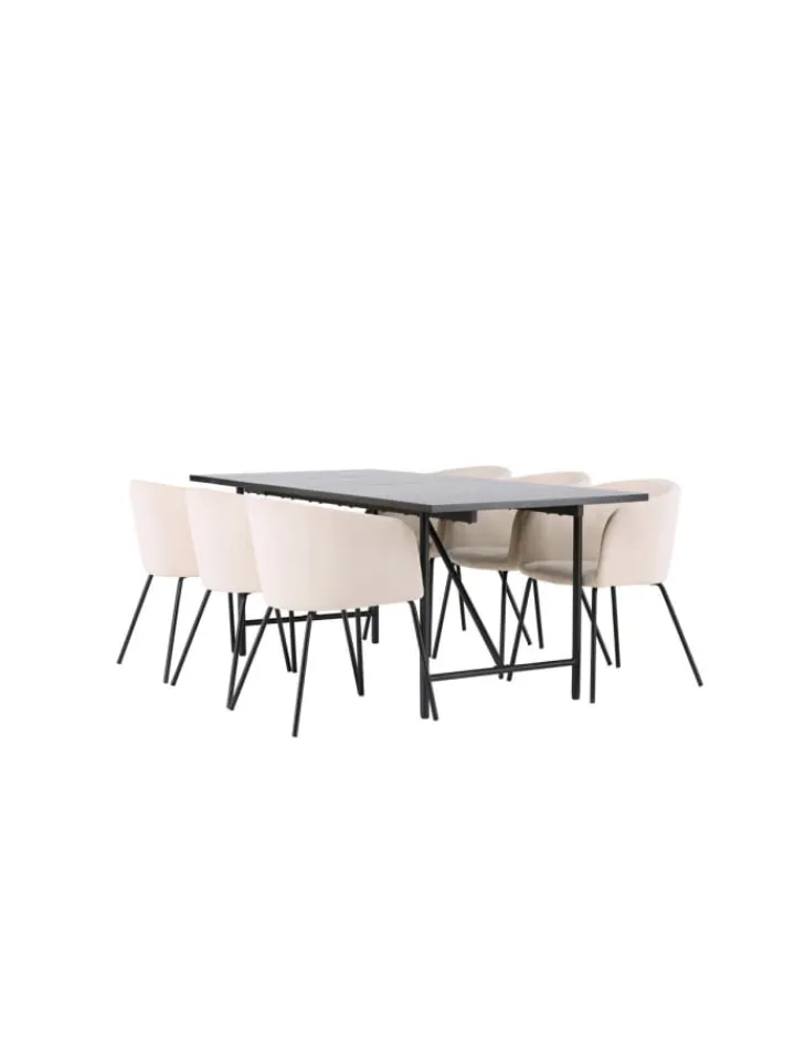 ebuy24 Möbel-Sets<Essgruppe Astrid 9 (7-teilig) Schwarz 90 x 200 cm