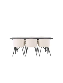 ebuy24 Möbel-Sets<Essgruppe Astrid 9 (7-teilig) Schwarz 90 x 200 cm