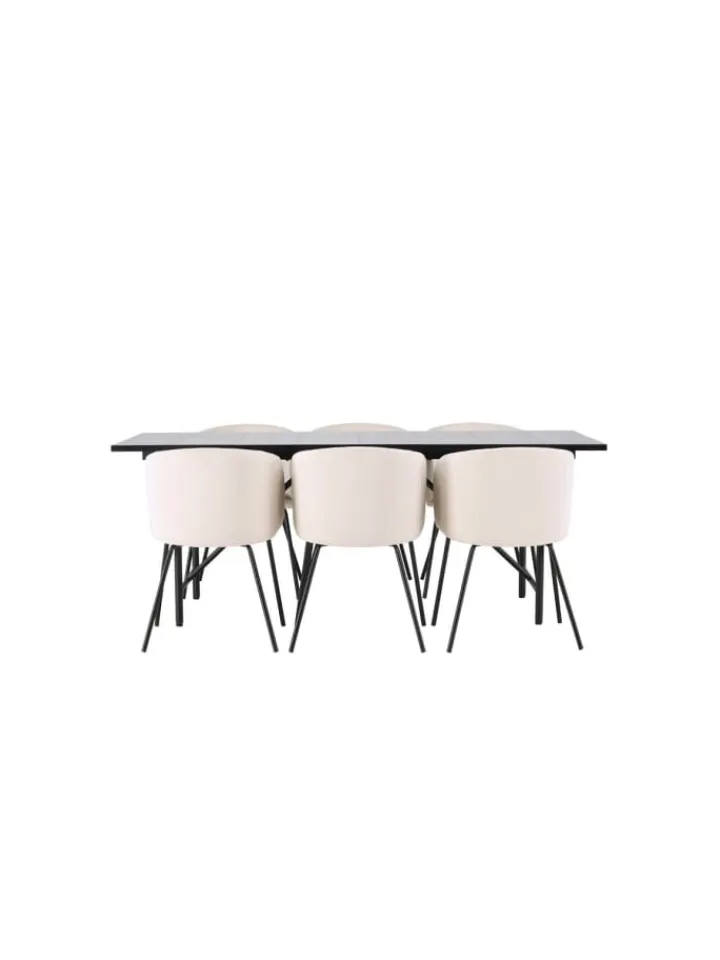 ebuy24 Möbel-Sets<Essgruppe Astrid 9 (7-teilig) Schwarz 90 x 200 cm