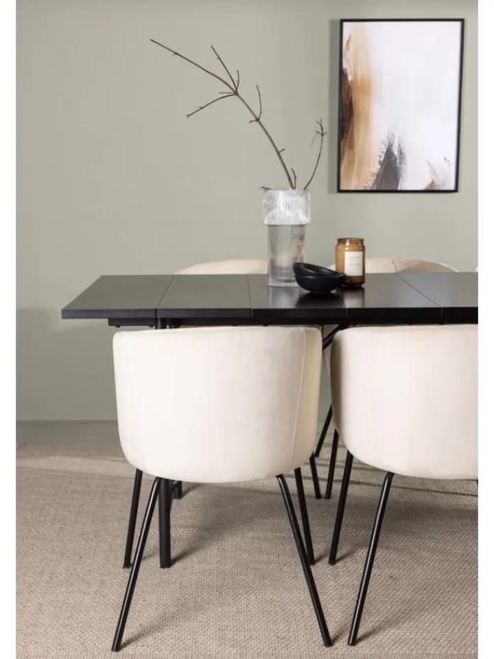 ebuy24 Möbel-Sets<Essgruppe Astrid 9 (7-teilig) Schwarz 90 x 200 cm