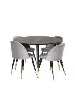 ebuy24 Möbel-Sets<Essgruppe Dipp 1 (5-teilig) Beige Und Dunkelgrau 115 x 115 cm