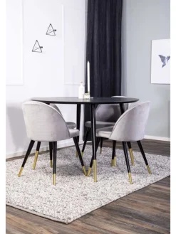 ebuy24 Möbel-Sets<Essgruppe Dipp 2 (5-teilig) Schwarz 115 x 115 cm