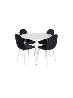 ebuy24 Möbel-Sets<Essgruppe Plaza 4 (5-teilig) Schwarz 100 x 100 cm