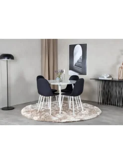 ebuy24 Möbel-Sets<Essgruppe Plaza 4 (5-teilig) Schwarz 100 x 100 cm