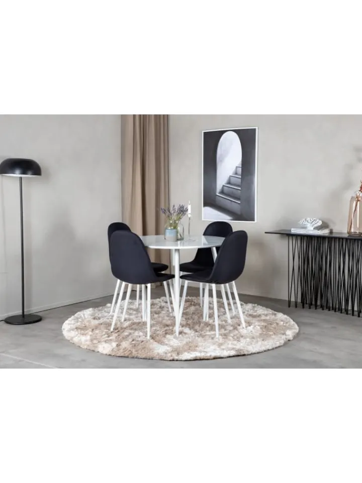 ebuy24 Möbel-Sets<Essgruppe Plaza 4 (5-teilig) Schwarz 100 x 100 cm