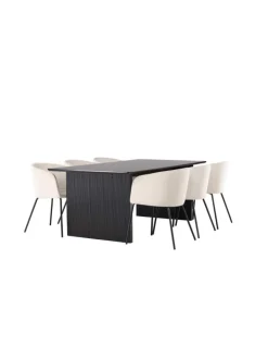 ebuy24 Möbel-Sets<Essgruppe Vail 1 ( 7-teilig) Schwarz 100 x 200 cm