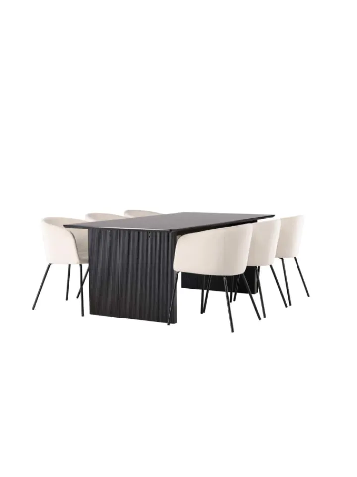 ebuy24 Möbel-Sets<Essgruppe Vail 1 ( 7-teilig) Schwarz 100 x 200 cm