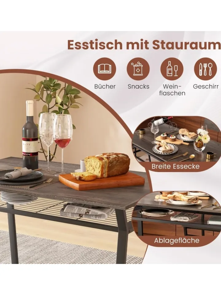 COSTWAY Möbel-Sets<Esstisch Set 5-teilig in Grau