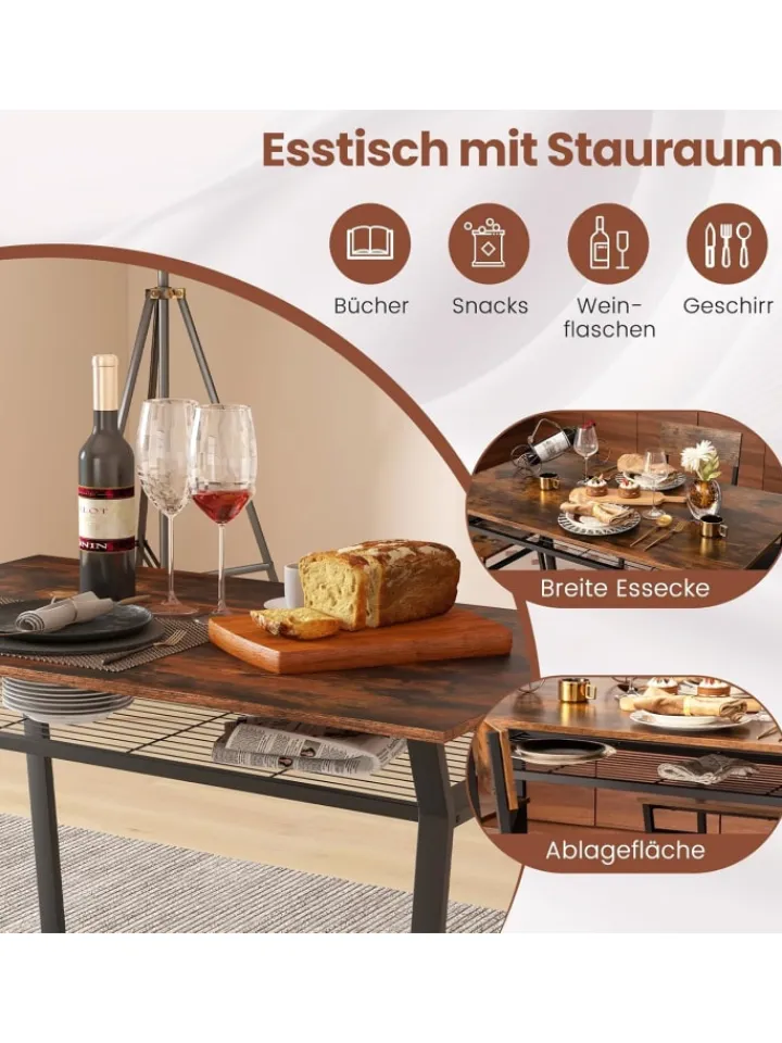 COSTWAY Möbel-Sets<Esstisch Set 5-teilig in Taupe