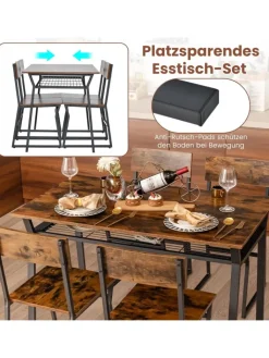 COSTWAY Möbel-Sets<Esstisch Set 5-teilig in Taupe