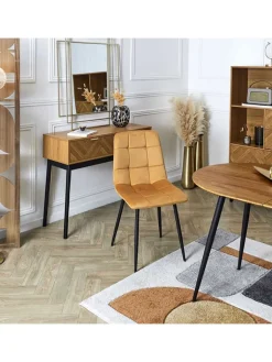 Rétro Chic Sitzmöbel<Esszimmerstuhl ''Mateo'' in Gelb - (B)45 x (H)88 x (T)52 cm