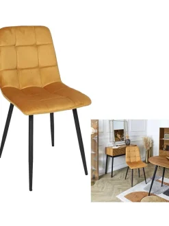 Rétro Chic Sitzmöbel<Esszimmerstuhl ''Mateo'' in Gelb - (B)45 x (H)88 x (T)52 cm