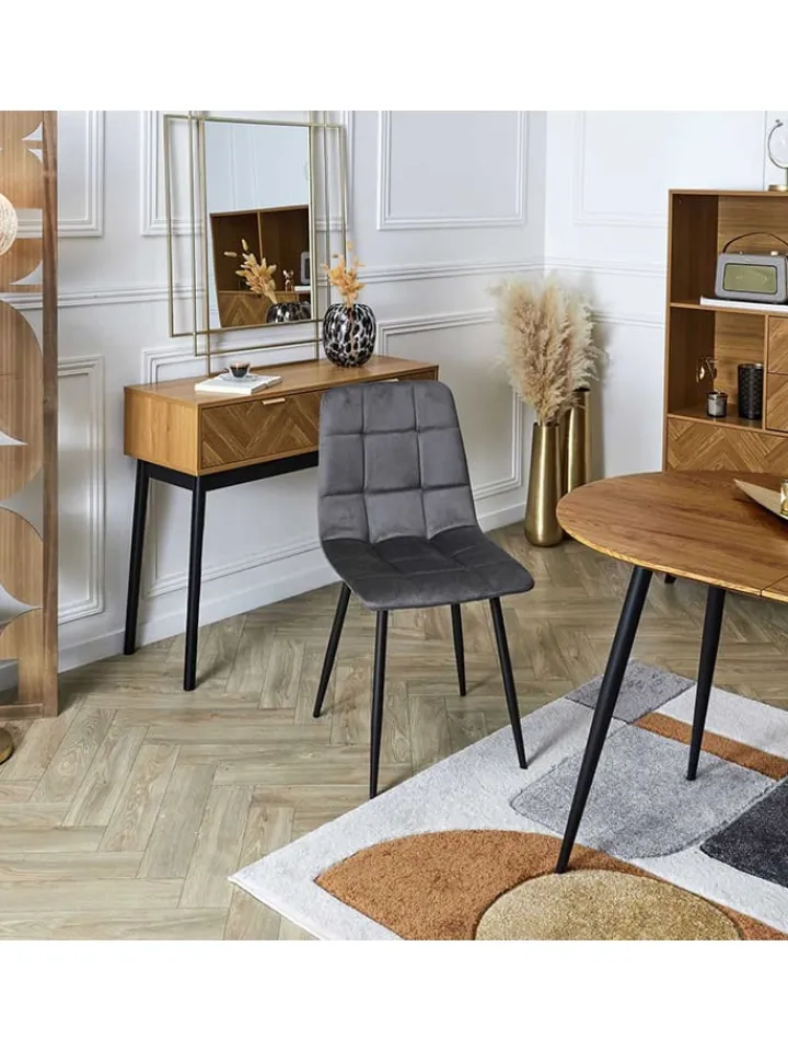 Rétro Chic Sitzmöbel<Esszimmerstuhl ''Mateo'' in Grau - (B)45 x (H)88 x (T)52 cm